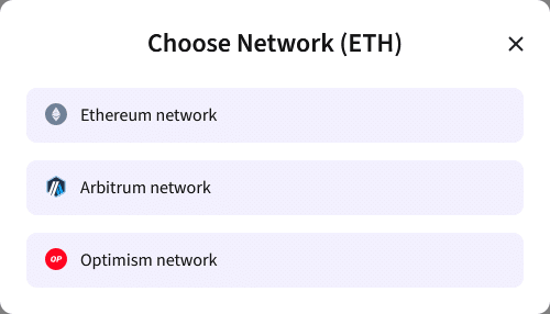 Select network to withdraw your crypto